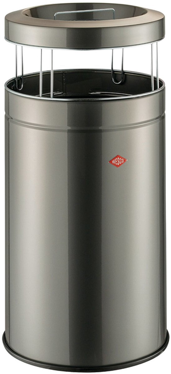 Wesco Standaschenbecher große Asche mit Sieb | 120 Liter | Metall - Graphit | Abfallbehälter mit Aschenbecher stehend - Made in Germany