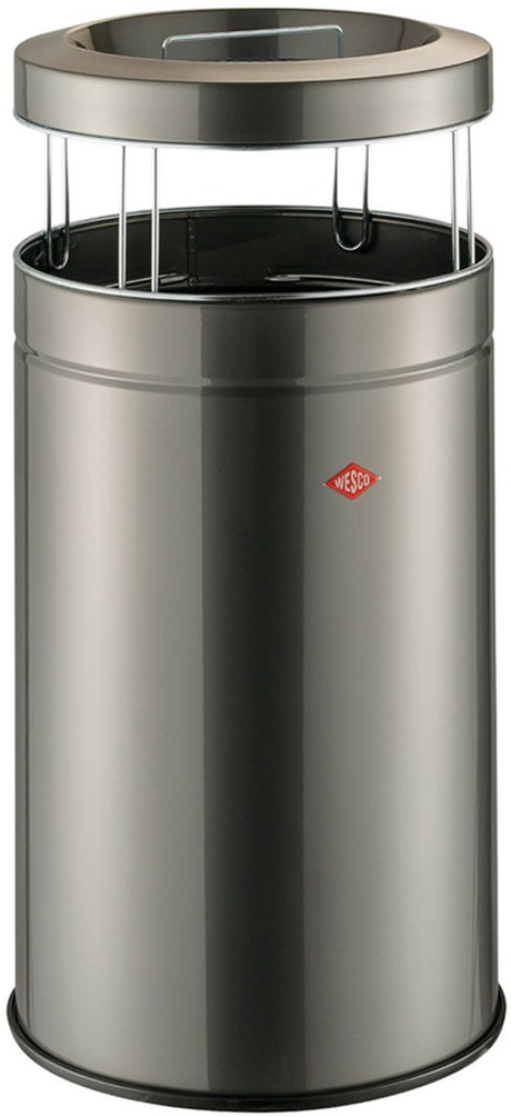 Wesco Standaschenbecher große Asche mit Sieb | 120 Liter | Metall - Graphit | Abfallbehälter mit Aschenbecher stehend - Made in Germany
