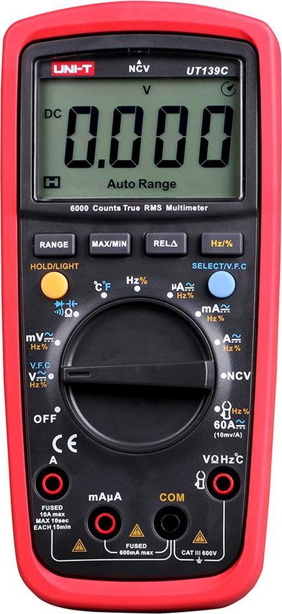 Uni-t multimeter ut139c - true rms en temperatuurmeting
