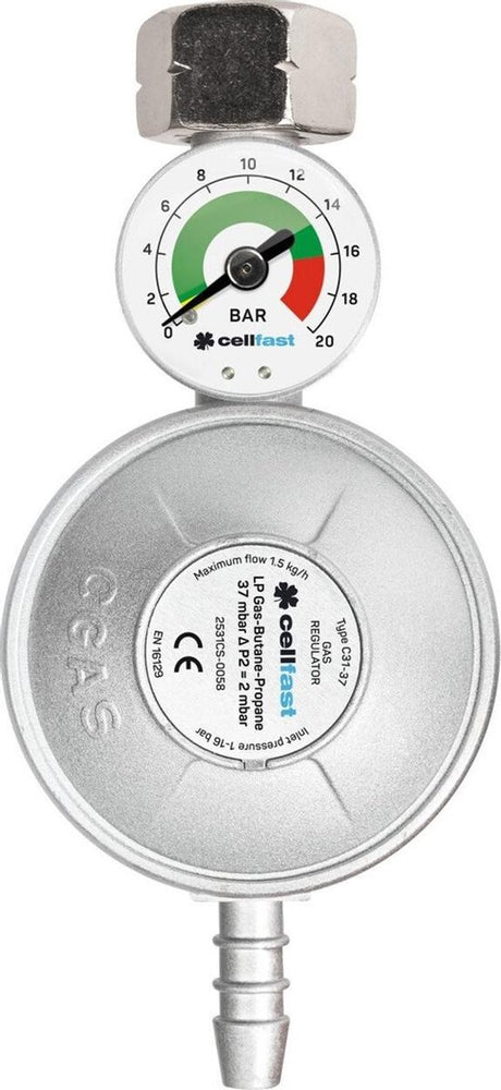 Cellfast-Gasregler mit Manometer, LPG, Propan, Butan
