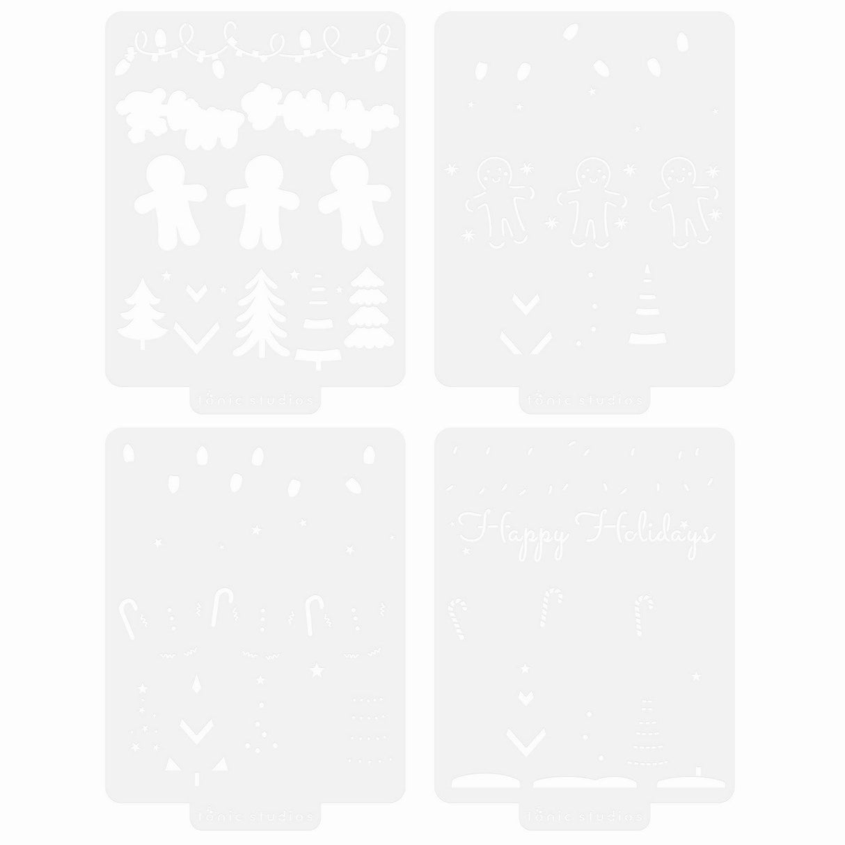 Tonic Studios • Ein Zuckerstangen-Weihnachtsschablonenset, 4-tlg