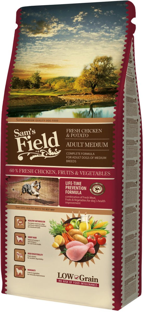 Sam's field adult medium kip aardappel - hondenvoer - 13 kg