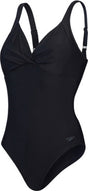 Speedo shaping cross knot 1 piece dames sportbadpak - corrigerend badpak dames - zwempak dames met uitneembare cups - sportbadpak dames met hartvormige halslijn en verstelbare bandjes - zwart - 50