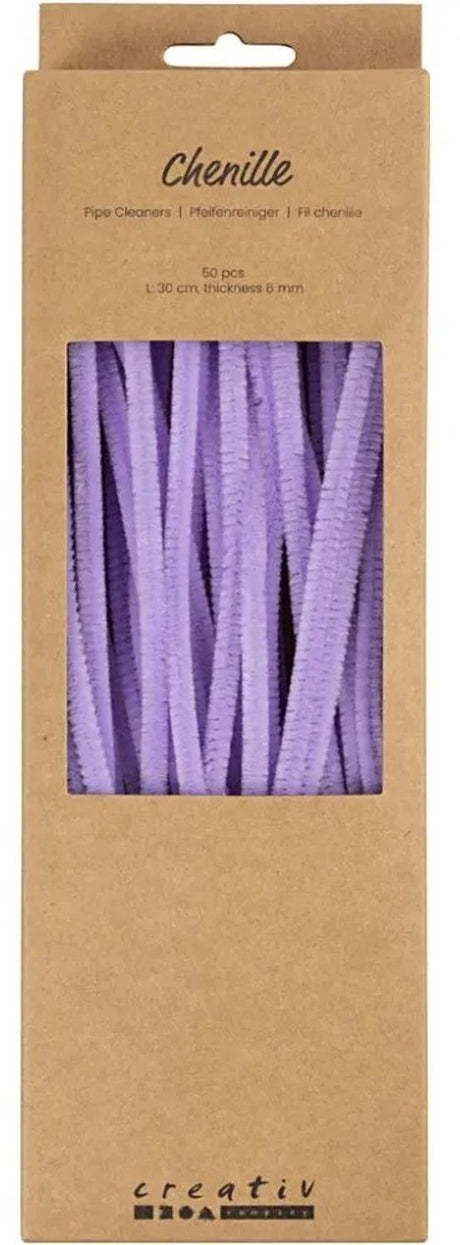 Creativ Company Chenilledraht lila Bastelmaterial 50 Stück 6mm x 30cm.
