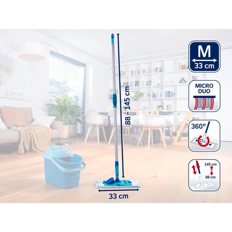 Leifheit 55512 PowerClean M 33cm Bodenwischer mit Teleskopstiel 88-145cm