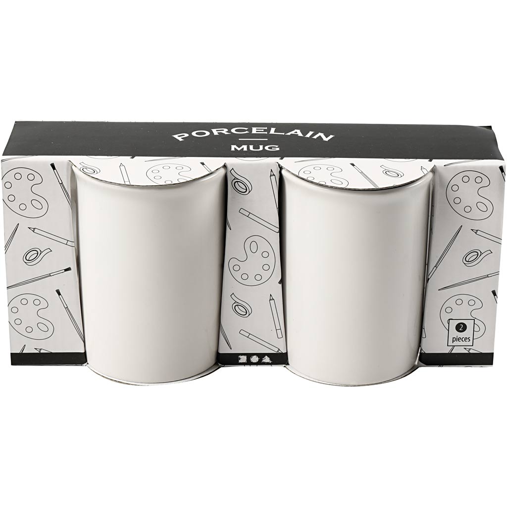 Creativ Company Tassen, H: 10 cm, T 7,4 cm, weiß, 2 Stück 1 Box