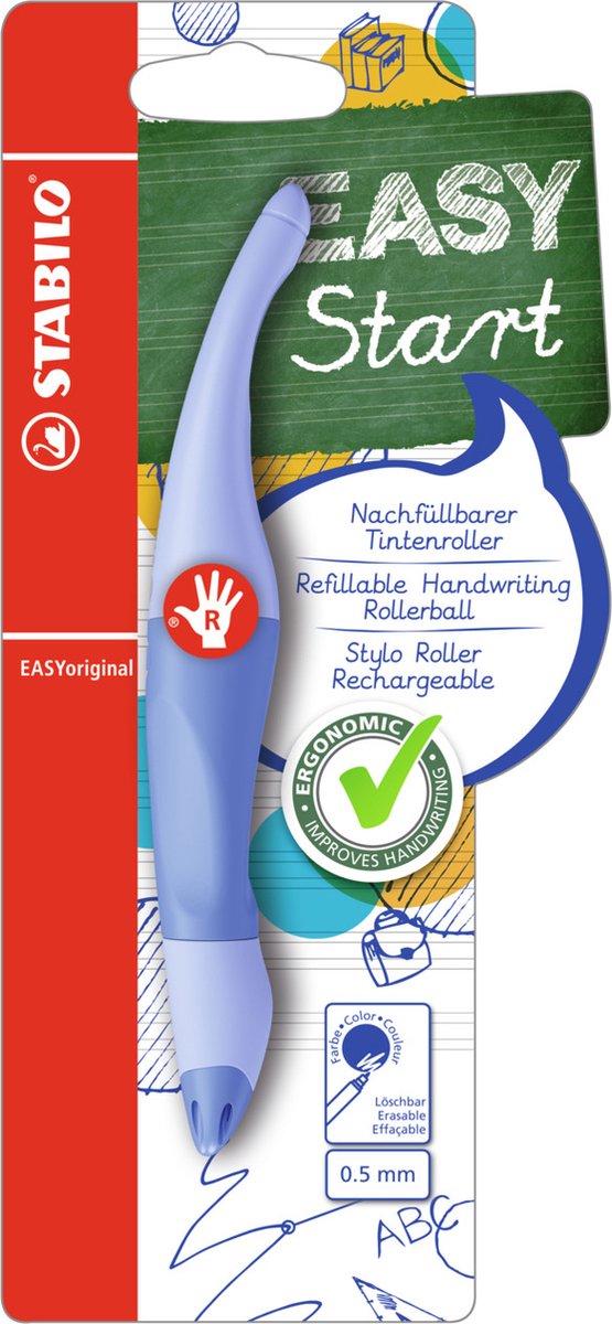 Stabilo easyoriginal – ergonomischer Tintenroller – Rechtshänder – pastellfarbenes Luftblau