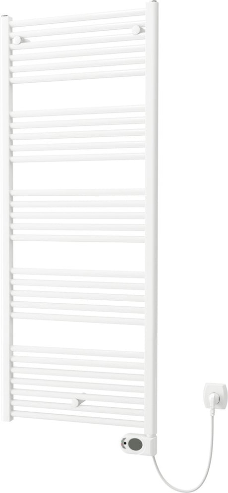 Plieger Elba Elektro-Handtuchheizkörper – Handtuchwärmer – mit Uhrenthermostat – 146,2 cm x 50 cm – 700 Watt – weiß