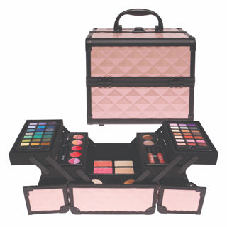 Casuelle Make-up-Koffer, hellrosa, schwarzer Rahmen