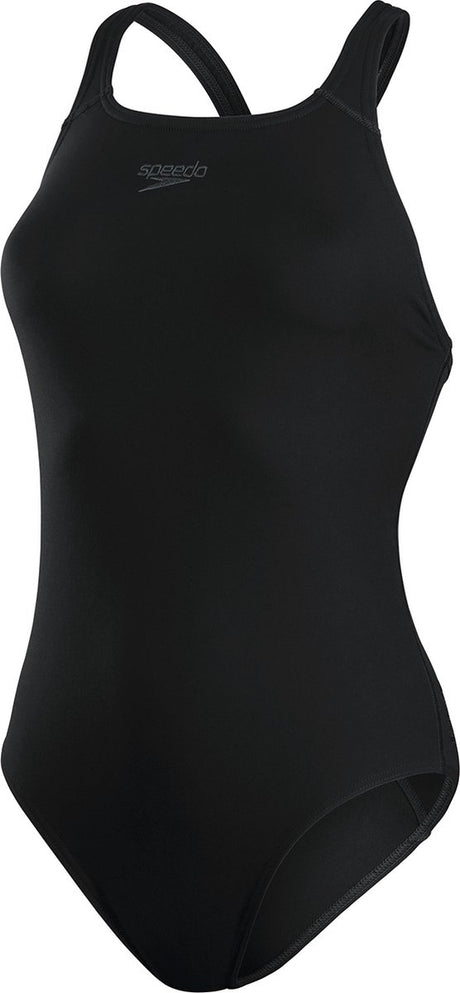Speedo endurance+ medalist dames sportbadpak plus size - kleurvast badpak dames grote maten - chloorbestendig zwempak dames - sportbadpak dames met medalist-rug - zwart - 44