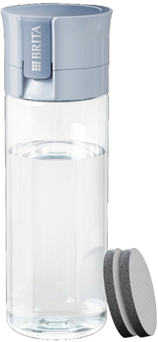 Brita - Trinkflasche Vital für Erwachsene - 0,6l - hellblau - inklusive 2 Microdisc-Filterkartuschen - ideal für Trinkflaschen