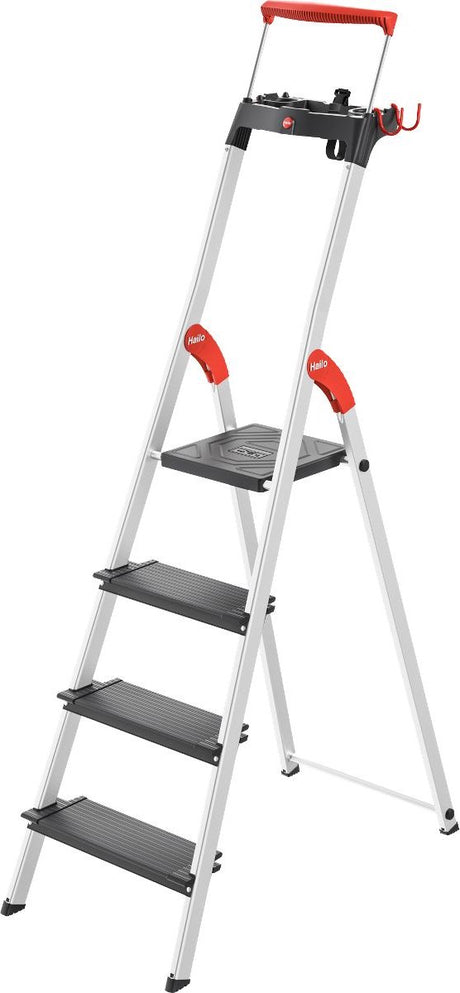 Hailo Trittleiter L100 und 131, mit Multifunktionswaage und Stützbügel, bis 150 kg, 4 Stufen