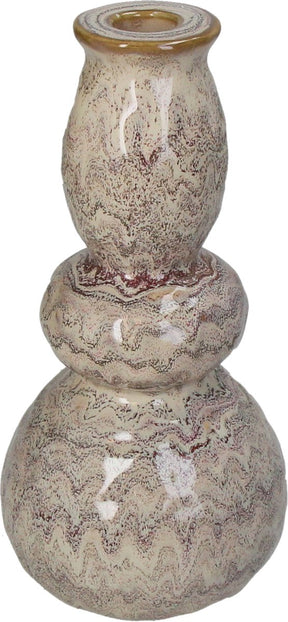 Hd collection kandelaar stoneware zand 11x11x22cm