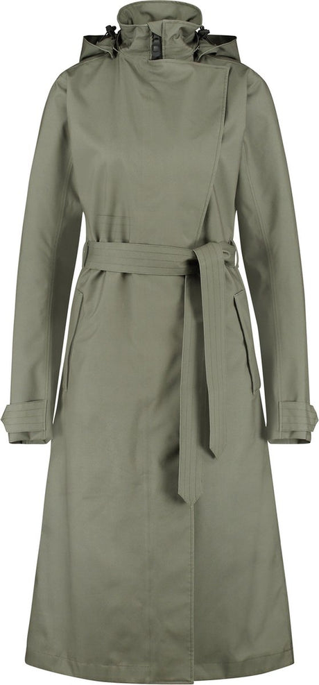 Agu trench coat long regenjas dames waterdicht - army green - waterkolom 5.000 mm - afneembare capuchon