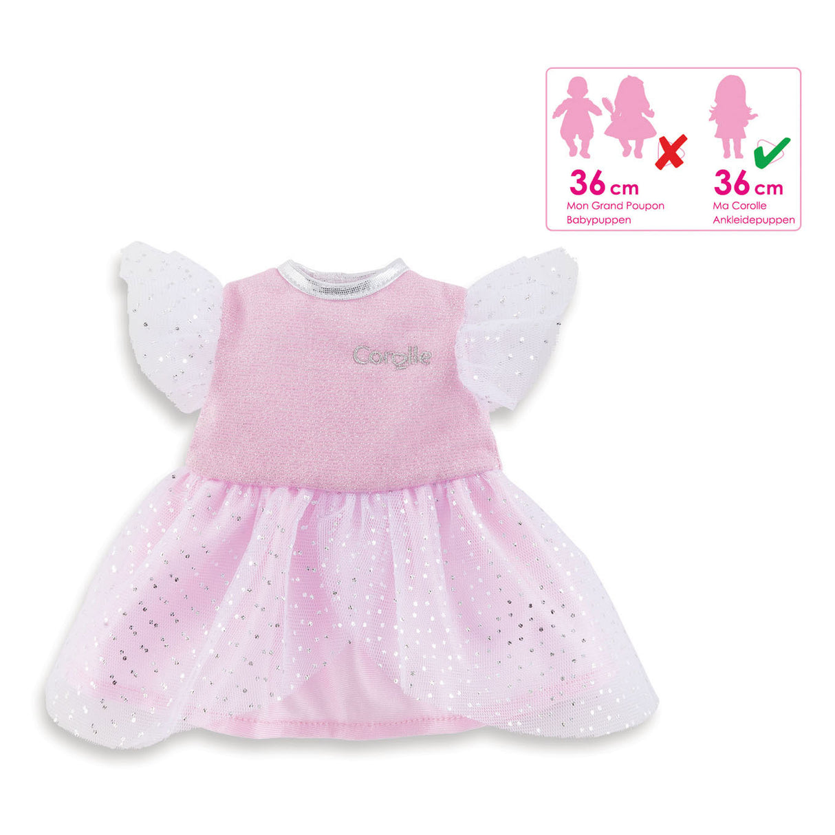 Corolle ma – rosa Puppenkleid mit Glitzer