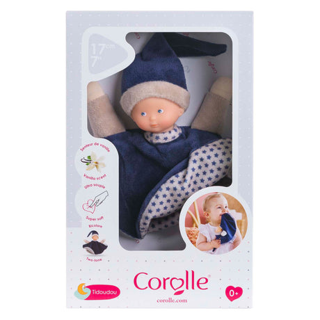 Corolle Kuscheltuch – marineblaues Babytuch 17 cm – Kuscheltier.
