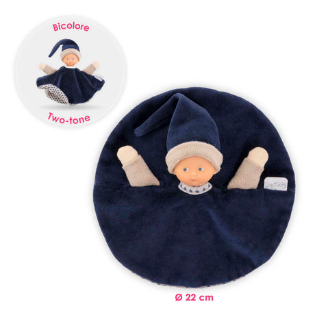Corolle Kuscheltuch – marineblaues Babytuch 17 cm – Kuscheltier.