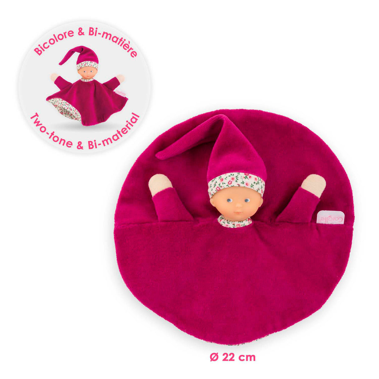 Corolle tidoudou – rosa Grenadine-Kuscheltuch, 17 cm