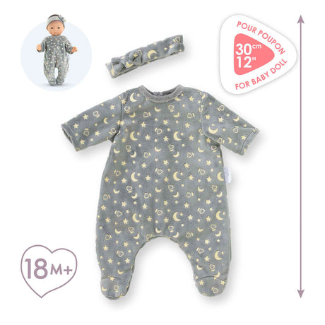 Pyjama und Stirnband für Corolle-Puppe, 30 cm – leuchtet im Dunkeln