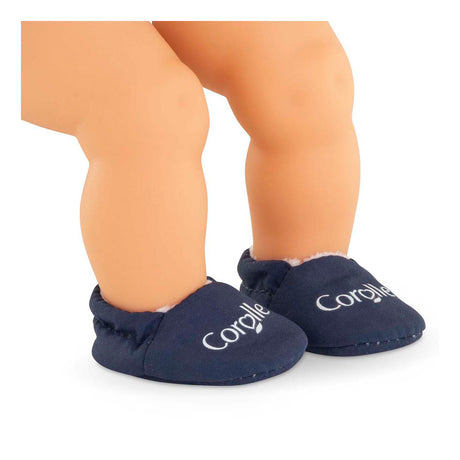 Corolle Babypuppenhausschuhe Marineblau - Puppenkleidung 30cm.