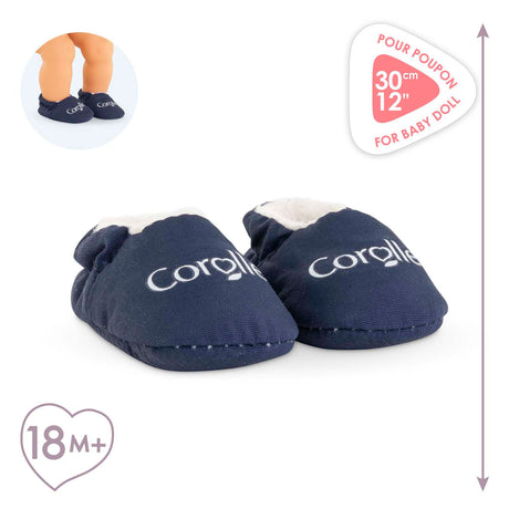 Corolle Babypuppenhausschuhe Marineblau - Puppenkleidung 30cm.