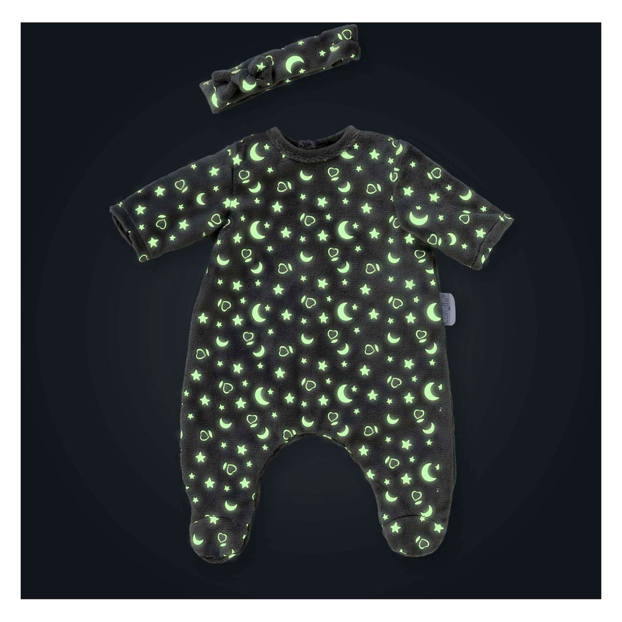 Corolle-Puppenpyjama glitzert im Dunkeln und Stirnband, 36 cm