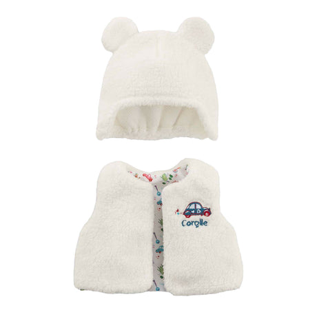 Corolle Winterset Babypuppe 36cm - Puppenkleidung aus weißem Polyester.