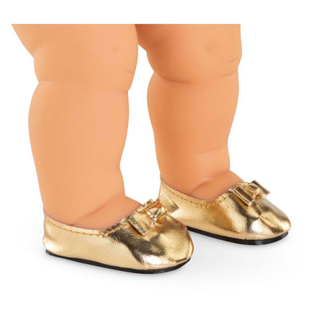 Goldene Ballerina-Schuhe für Corolle-Babypuppen – Puppenzubehör, 36 cm.