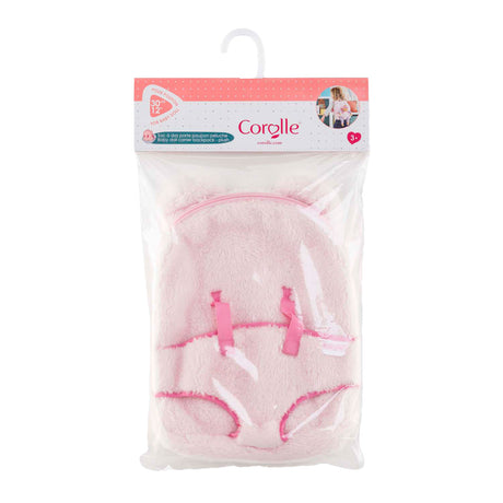 Corolle-Puppenrucksack, rosa Plüsch, 30 cm, Babypuppenzubehör.
