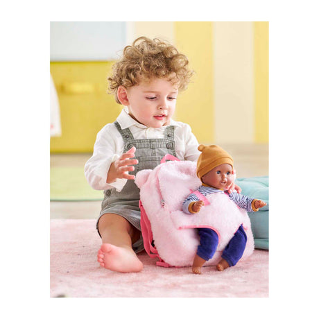 Corolle-Puppenrucksack, rosa Plüsch, 30 cm, Babypuppenzubehör.