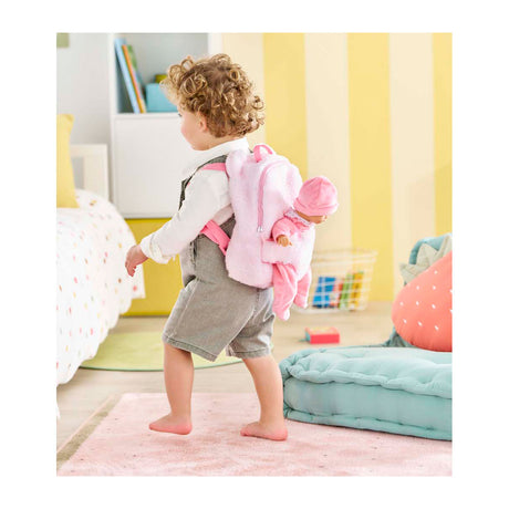 Corolle-Puppenrucksack, rosa Plüsch, 30 cm, Babypuppenzubehör.