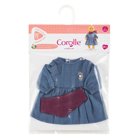 Corolle Puppenkleidung Jeanskleid mit Schal für 30cm Puppe Jeans.