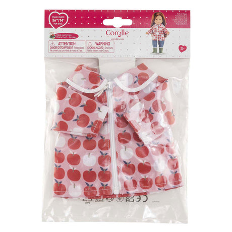 Regenmantel für Corolle-Puppe, Äpfel, 36 cm – Zubehör für Puppenkleidung.