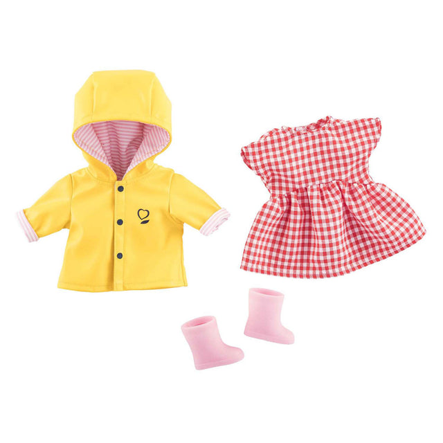 Corolle Puppenkleidung Regenoutfit 36 ​​cm – bunter Regenmantel und Stiefel.