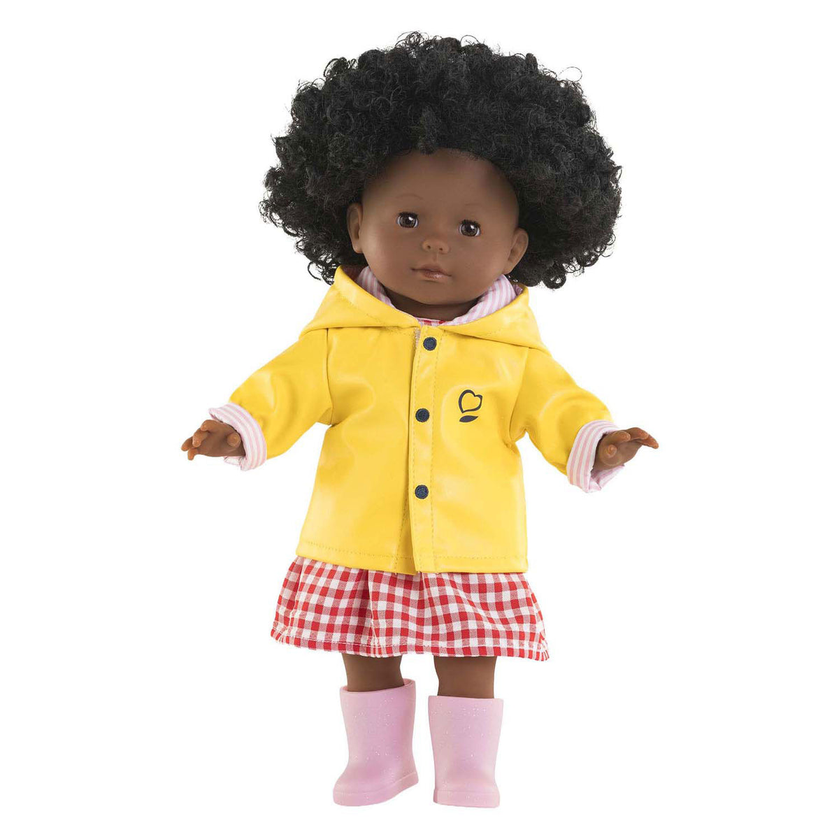 Corolle Puppenkleidung Regenoutfit 36 ​​cm – bunter Regenmantel und Stiefel.