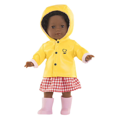 Corolle Puppenkleidung Regenoutfit 36 ​​cm – bunter Regenmantel und Stiefel.