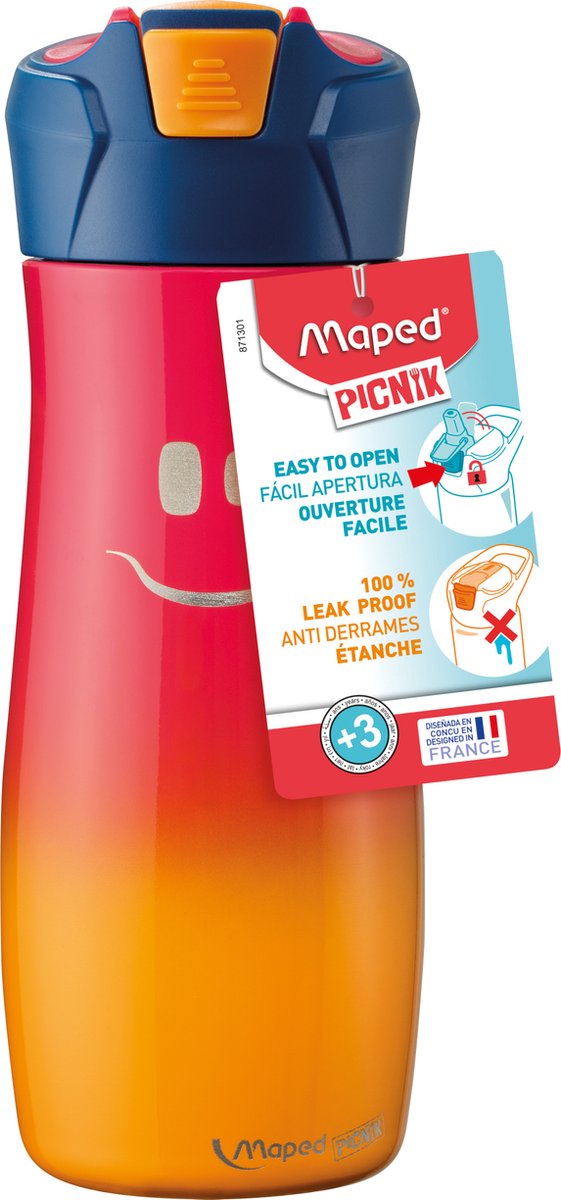Maped Picnik Kids Charakter Trinkflasche Edelstahl – 580 ml – Rot Gelb