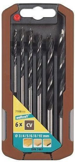Wolfcraft - Bohrer-Set 6-teilig - Holzbohrer-Set - Holzbohrer 3 - 4 - 5 - 6 - 8 und 10 mm - Holzbohrer - 7108000