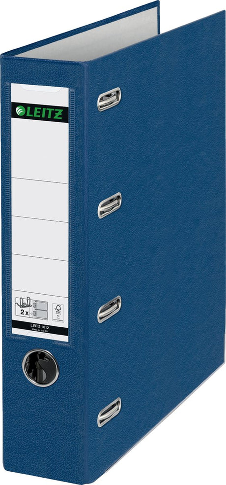 Leitz Plastikmappe mit Doppelmechanik – 90 % recycelter Karton – für 2 x 500 A5-Blätter – blau