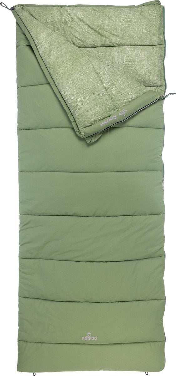 Nomad ® condor plus slaapzak | dekenmodel | 205 x 80 | groen | flanellen voering | gevoerde tochtstrook | incl hoes
