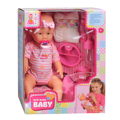Simba - Neugeborenes Baby - Babypuppe - 43 cm - Schlafaugen - rosa - Trink- und Pinkelfunktion - Babypuppe