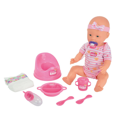Simba - Neugeborenes Baby - Babypuppe - 43 cm - Schlafaugen - rosa - Trink- und Pinkelfunktion - Babypuppe
