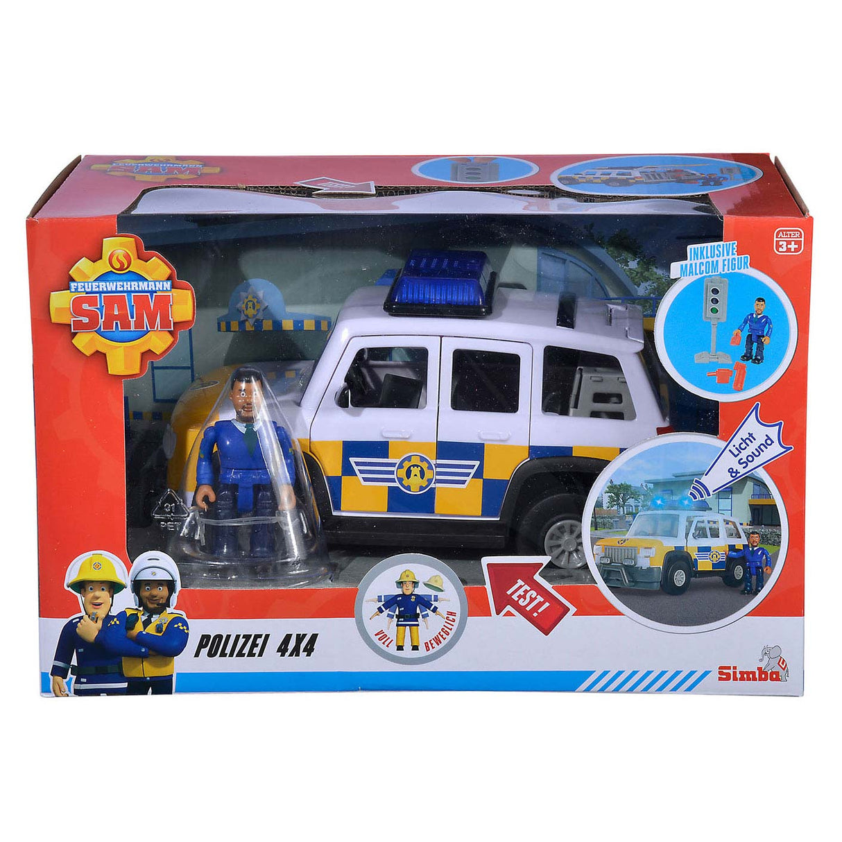 Simba Fireman Sam Police Auto 4x4 mit Figur