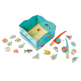 Simba Angelspiel aus Holz, Lernspielzeug, Aquarium, Magnet-Angelrute, 19-teilig.