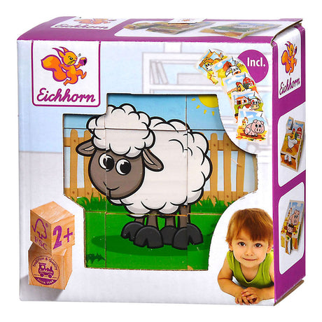 Eichhorn Holzblock-Puzzle Bauernhof FSC-zertifiziertes Spielzeug.