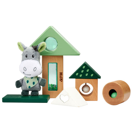 Eichhorn Baby Hipp Klangbausteine aus Holz mit Kuscheltier Esel