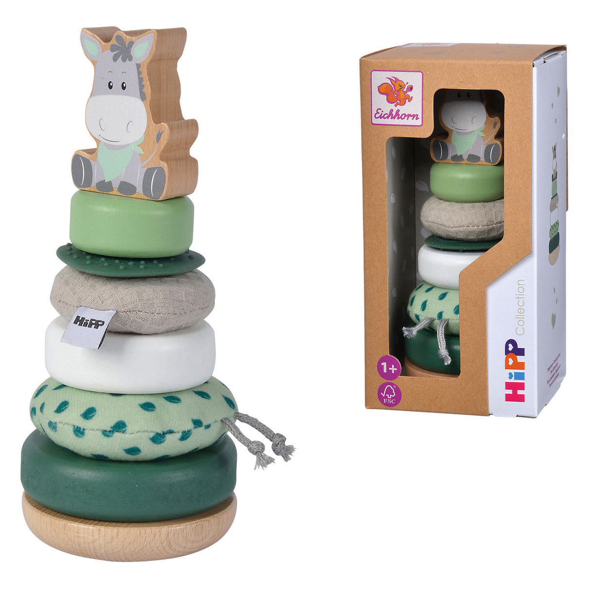 Eichhorn Holz-Stapelturm Esel – pädagogisches Babyspielzeug fsc.