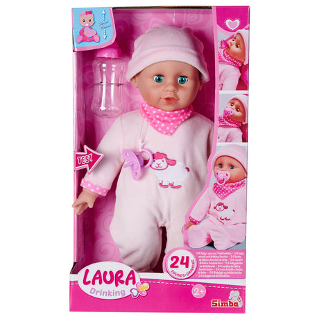 Simba Laura Babypuppe mit der Flasche füttern
