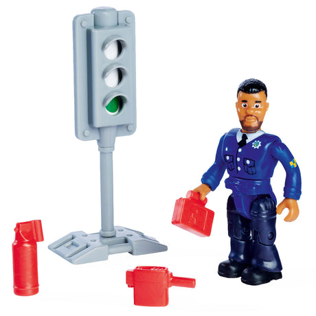 Simba Feuerwehrmann Sam Polizeiauto-Spielzeug mit Malcolm-Spielfigur.