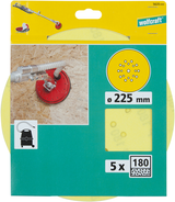 Wolfcraft Haftschleifscheiben | Korund | k180 | ø225mm | 5 Stück - 5635000
